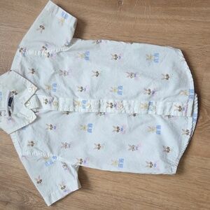 Janie and Jack Bunny And Doggy Easter Shirt, Size 2T Button Down Short Sleeve